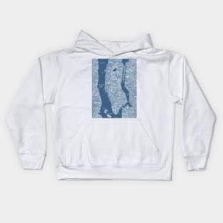 New York city blue map Kids Hoodie